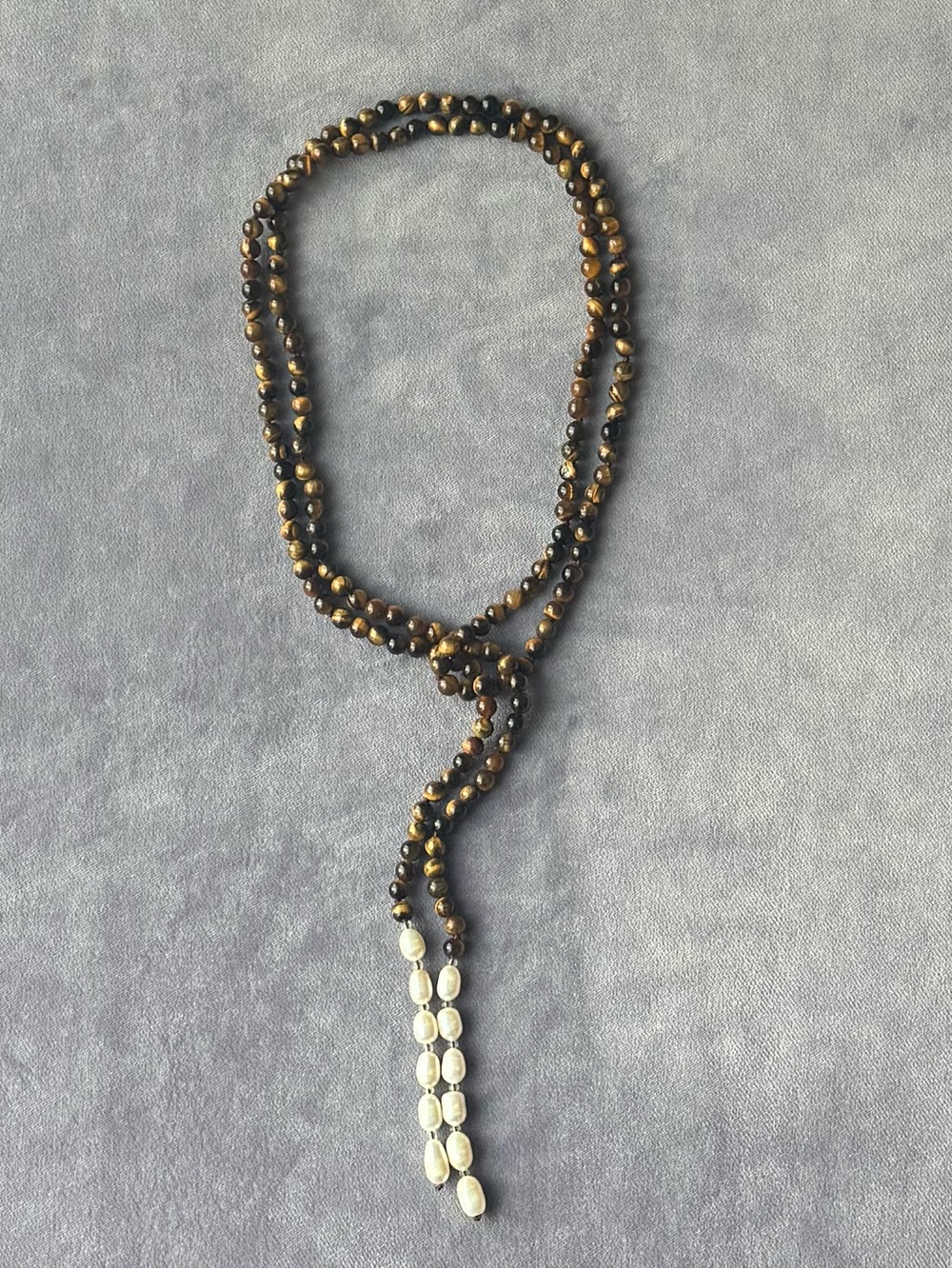 NWOT Polo Ralph Lauren Tiger’s Eye and Pearl Wrap Necklace